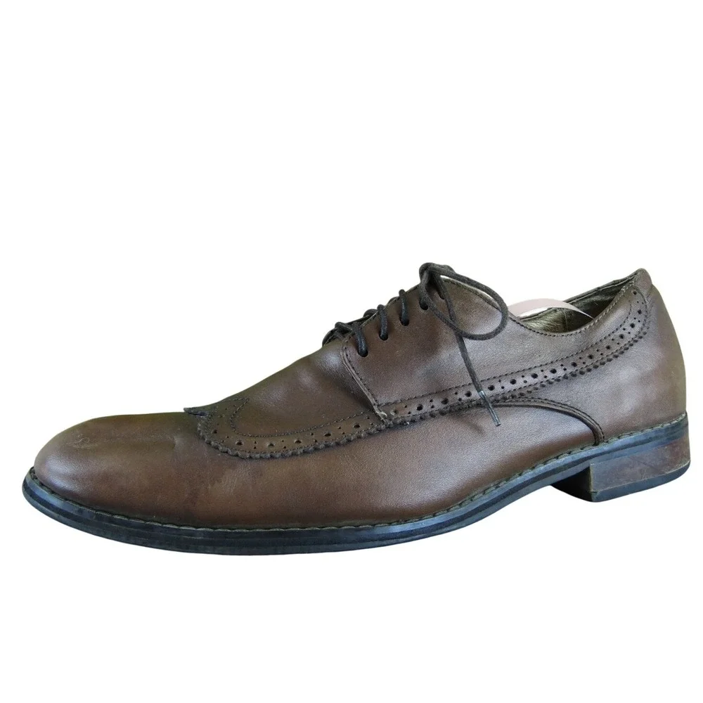 J.D. Fisk Men's Wingtipo Derby Oxfords Brown Leather Size 9.5 Medium  Used 2025‎